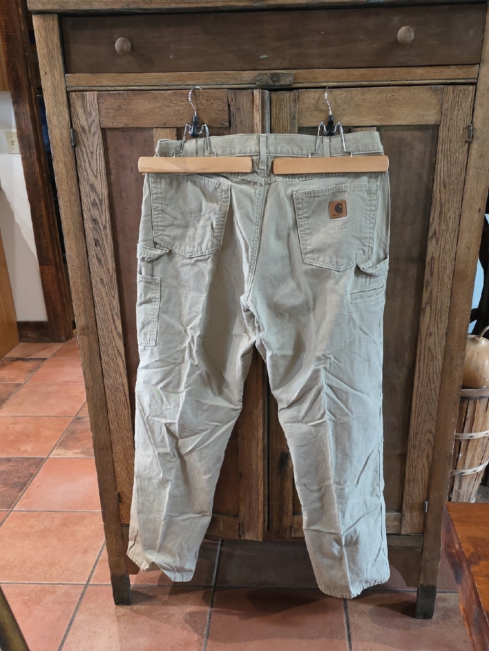 Carhartt Men's Tan Loose FIT Cargo Work Pants - Utility Pockets SIZE 36x34